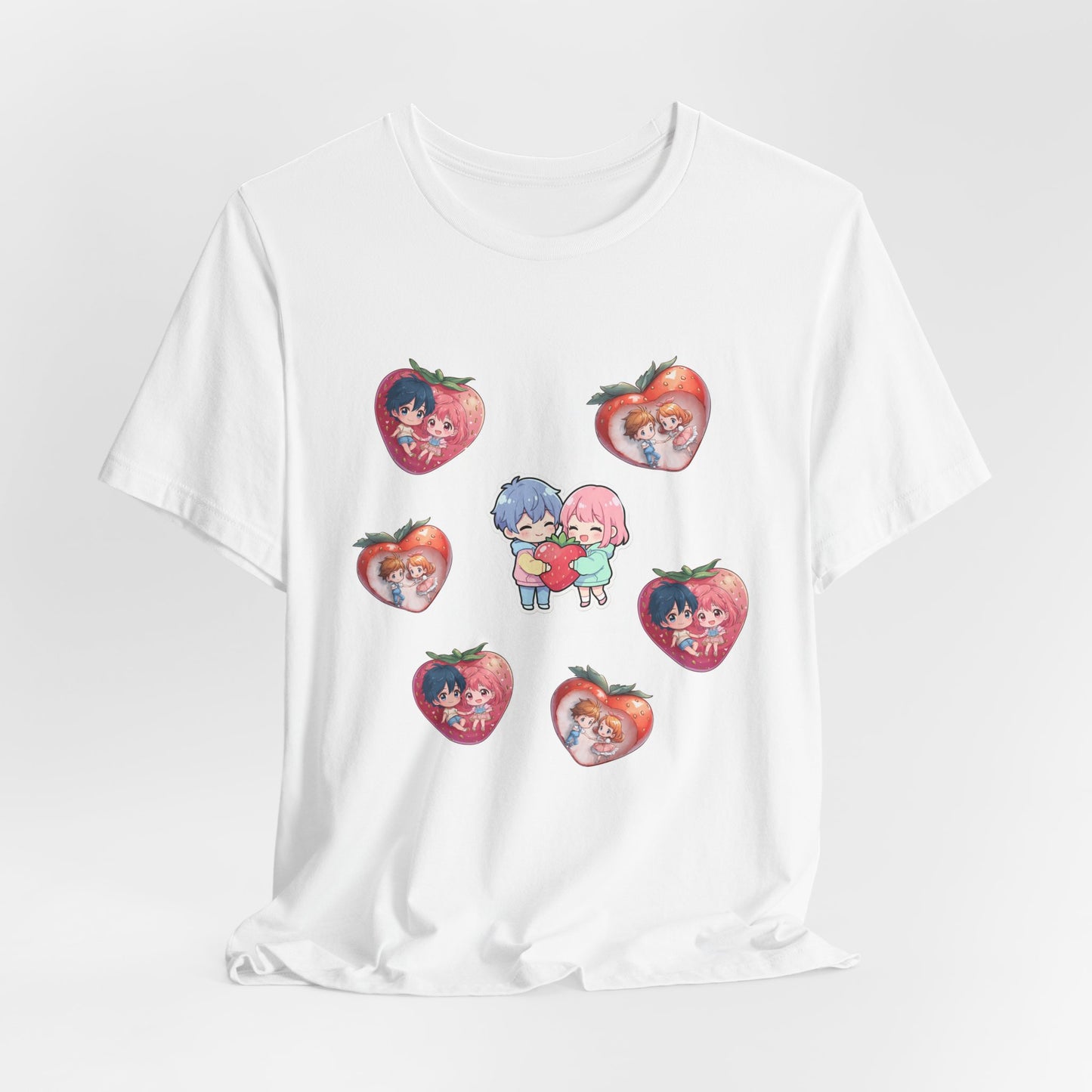 Strawberry Hearts Kawaii Couple Tee