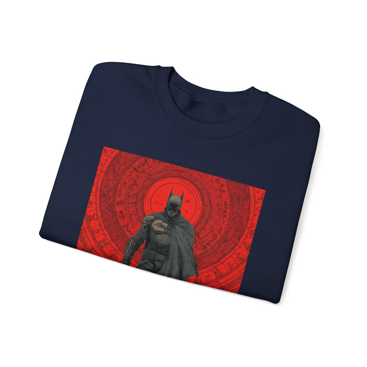 Batman Graphic Crewneck Sweatshirt — Dark Hero Red Mandala Design