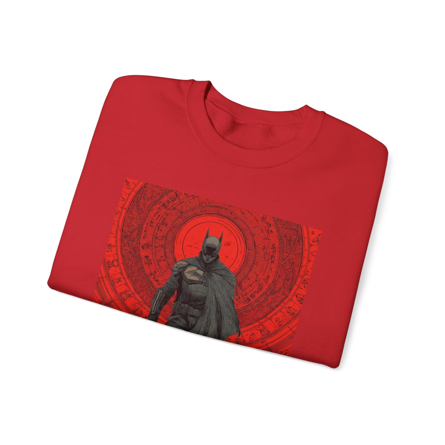 Batman Graphic Crewneck Sweatshirt — Dark Hero Red Mandala Design