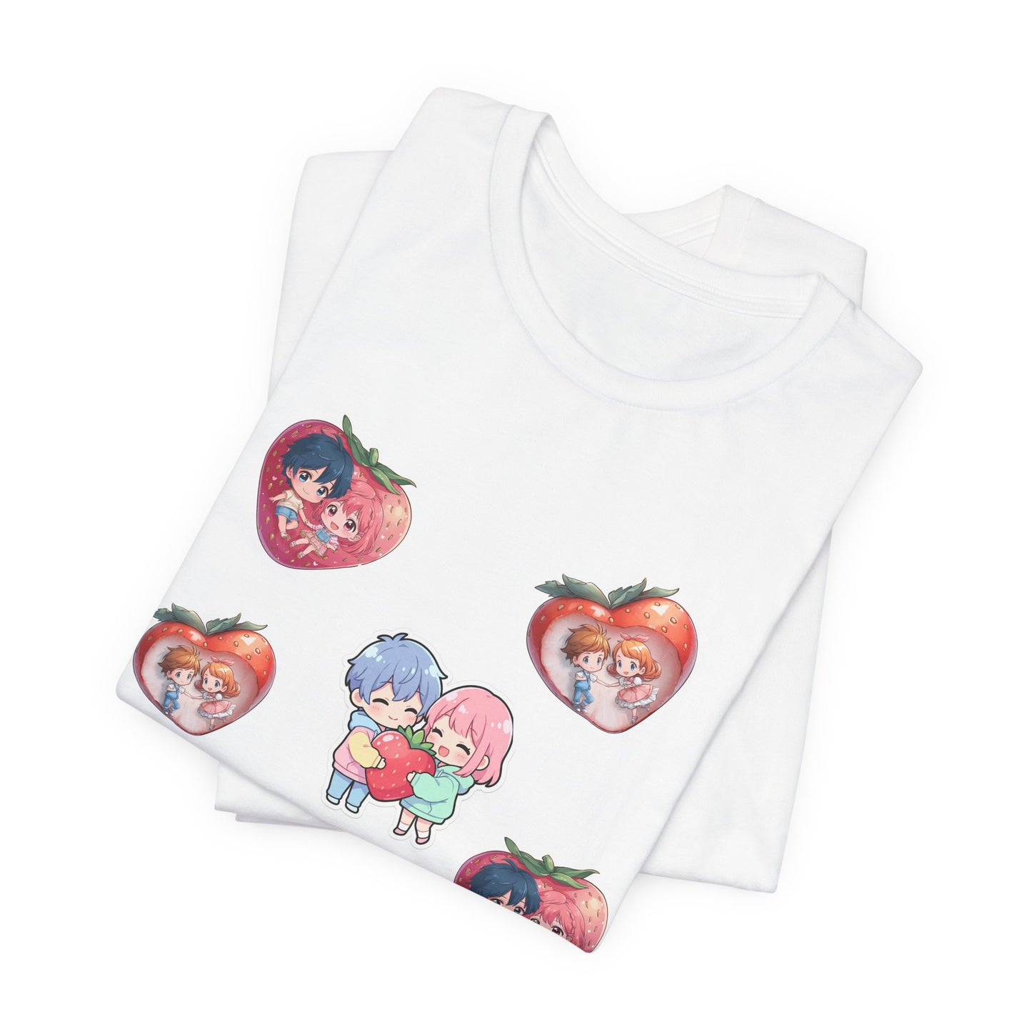 Strawberry Hearts Kawaii Couple Tee